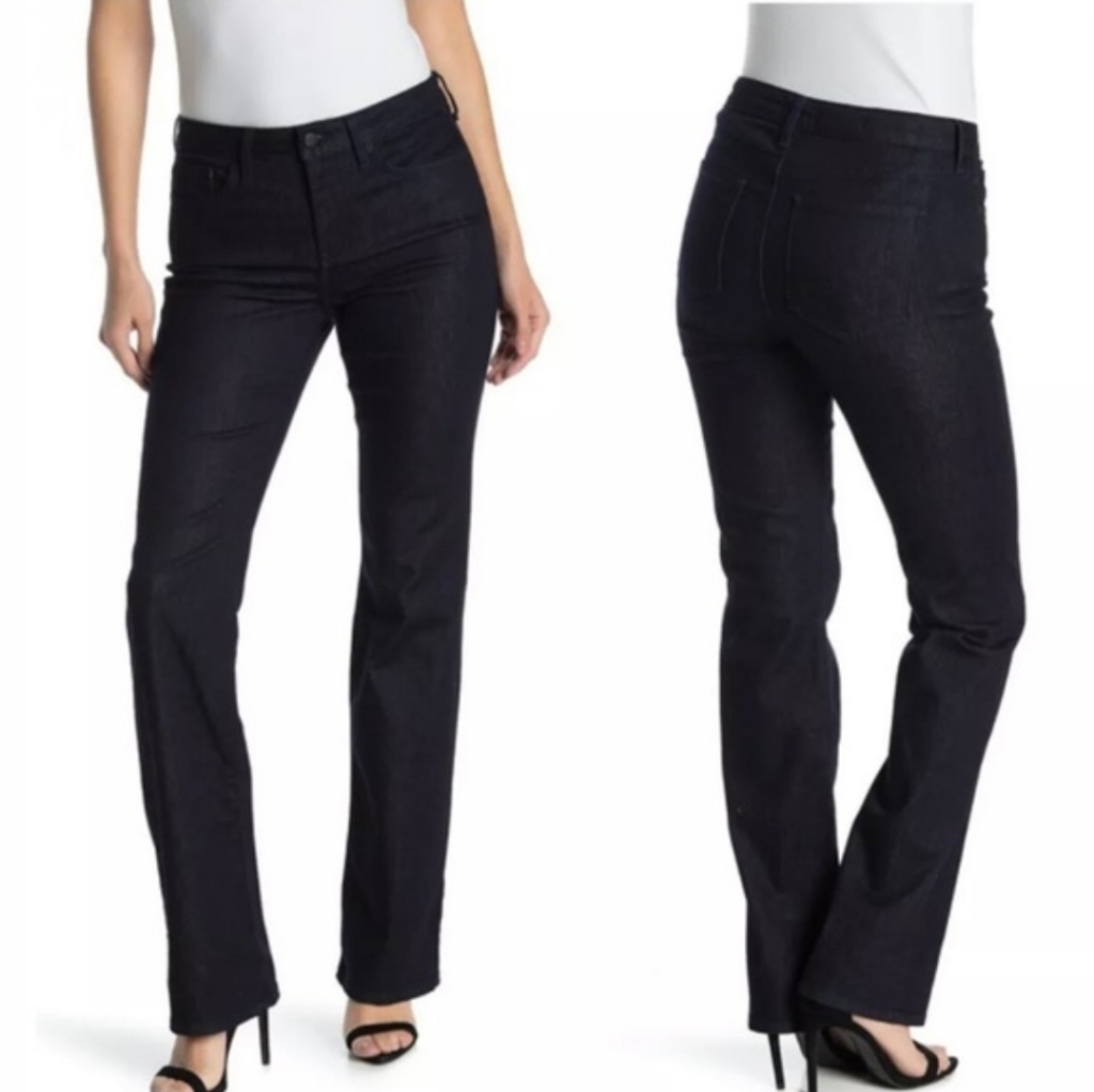 Nydj Barbara Bootcut Jeans 10p Rinse Dark Blue High Rise Stretch Denim Nwt